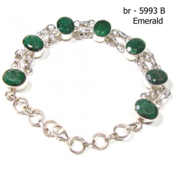 Pure silver green emerald quartz bracelet